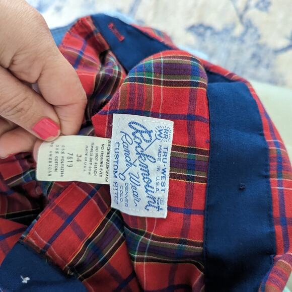Women's Rockmount Red Plaid Southwestern Button Down Size 34 Small - Picture 5 of 5